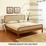 Rattan Cane Bed Frame – King & Queen Size, Walnut Finish 
