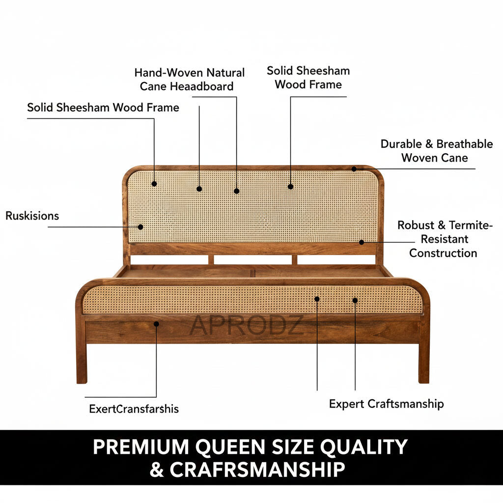 Rattan Cane King & Queen Size Bed cane