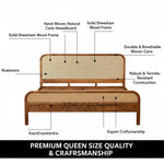 Rattan Cane Bed Frame – King & Queen Size, Walnut Finish 