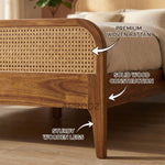 Rattan Cane Bed Frame – King & Queen Size, Walnut Finish 