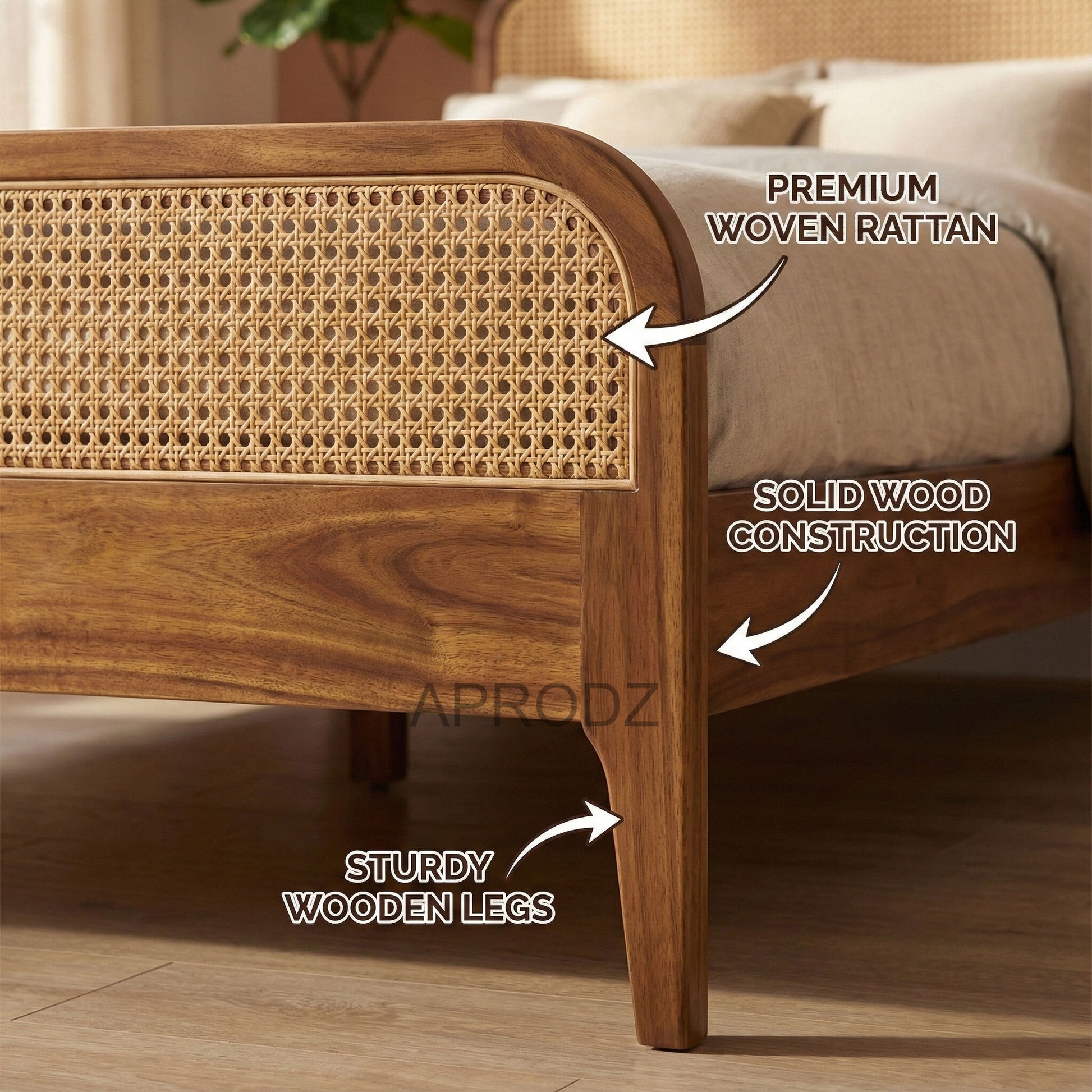 Rattan Cane King & Queen Size Bed cane