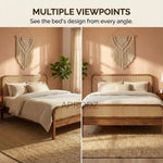 Rattan Cane Bed Frame – King & Queen Size, Walnut Finish 