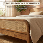 Rattan Cane Bed Frame – King & Queen Size, Walnut Finish 