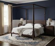 Sheesham Wood Four Poster Bed – King & Queen Size Wooden Bed, Dark Brown Finish 
