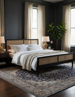 Mango Wood and Rattan Cane King Size & Queen Size Bed Frame, Black Finish 