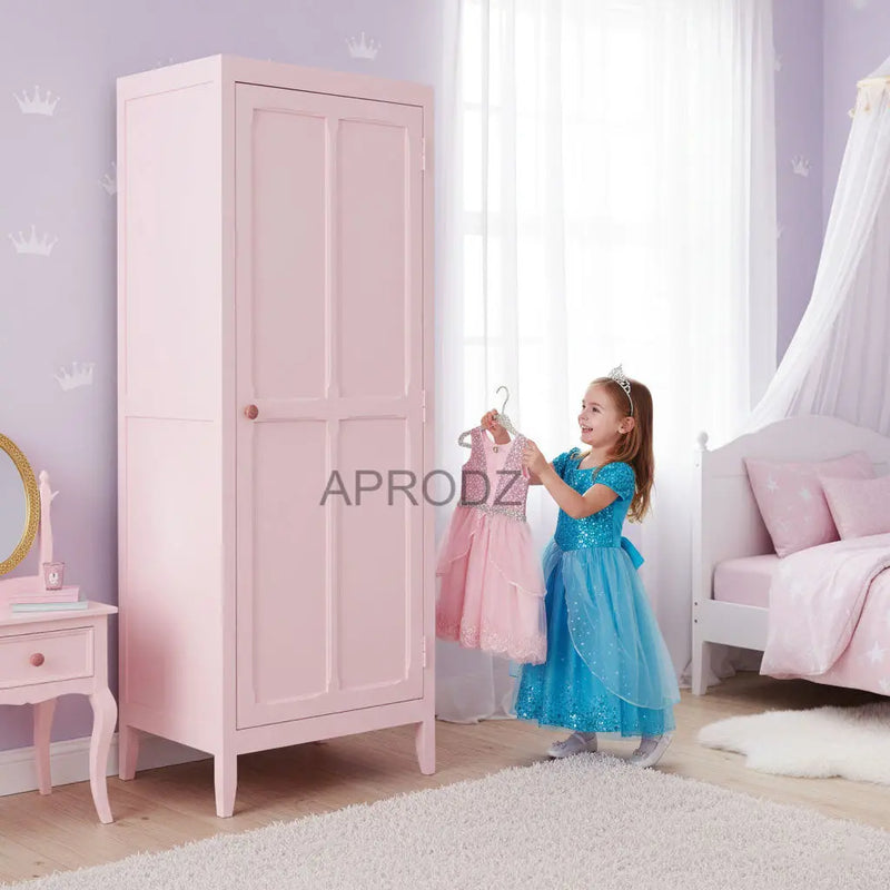 Mango Wood Single Doors Multipurpose Storage Kiev Wardrobe Almirah for Living Room | Pink 