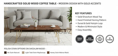 Mango Wood Juan Stylish Coffee Table for Living Room | Center Table for Home | Brown Finish 