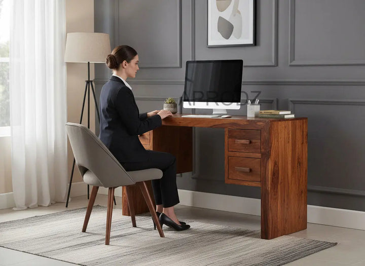 Translation missing: en.Sheesham Wood Vanlue Study Desk Table for Home and Office | Brown Finish 