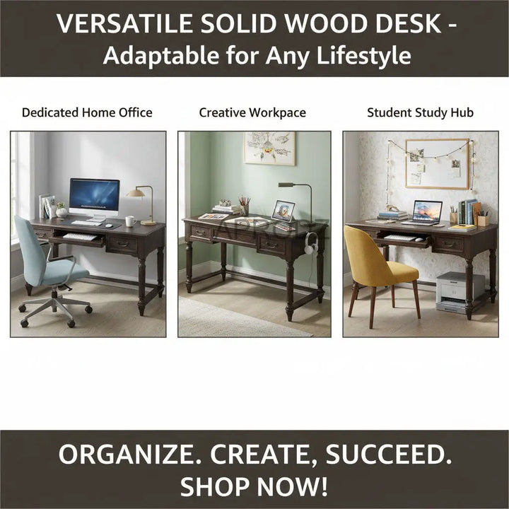 Translation missing: en.Sheesham Wood Benld Study Desk Table for Home and Office | Brown Finish 