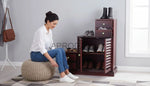 Sheesham Wood Storage Zuni Shoe Rack Cabinet for Living Room | 2 Shelf 4 Drawer Shoe Organizer | Mahogany 