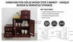 Sheesham Wood Storage Zuni Shoe Rack Cabinet for Living Room | 2 Shelf 4 Drawer Shoe Organizer | Mahogany 