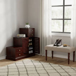 Sheesham Wood Storage Zuni Shoe Rack Cabinet for Living Room | 2 Shelf 4 Drawer Shoe Organizer | Mahogany 