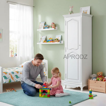 Mango Wood Multipurpose Storage 1-Door Libson Wardrobe Almirah for Living Room | White Finish