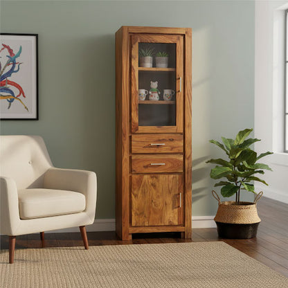 Sheesham Wood High Wooden Cabinet, Cupboard, Sideboard, Showcase or Library Bookcase 