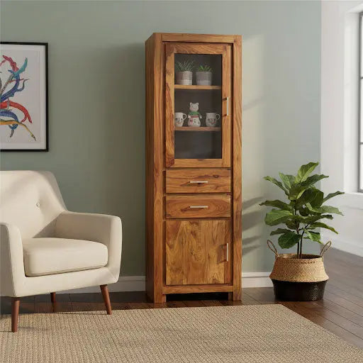 Translation missing: en.Sheesham Wood High Wooden Cabinet, Cupboard, Sideboard, Showcase or Library Bookcase 