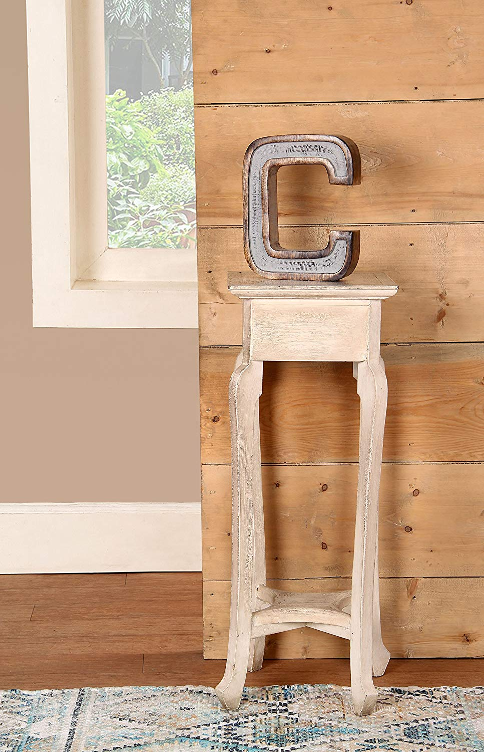 Monogram Free Standing Grey Letter Block - Length (8 in), Depth (2.2 in), Height (10.2 in), C