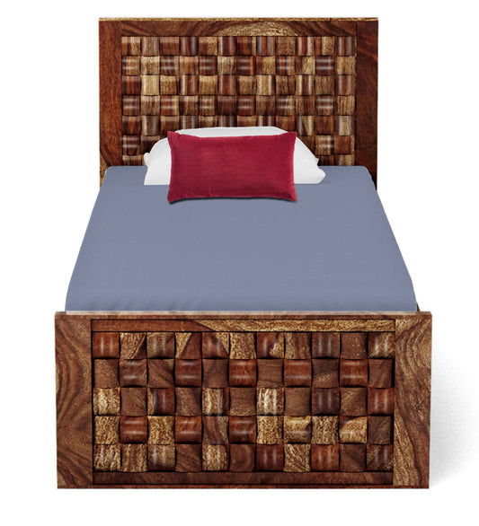 Sheesham Wood Without Storage Boxto Single Size Bed for Bedroom Stylish | Brown Finish