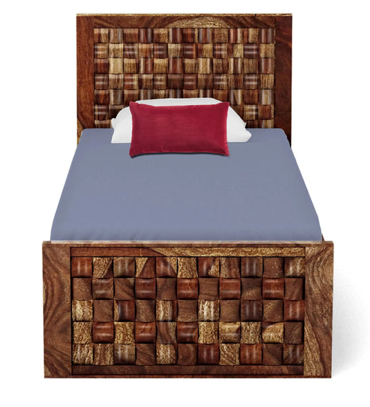 Translation missing: en.Sheesham Wood Without Storage Boxto Single Size Bed for Bedroom Stylish | Brown Finish 