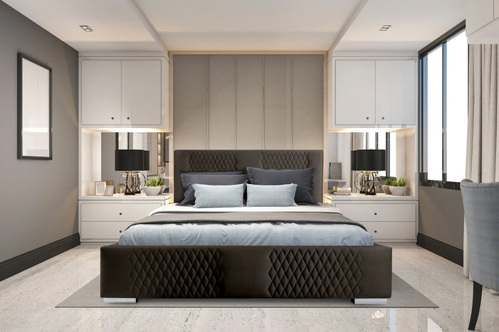 Translation missing: en.Velvet Upholstered King Size Bed with Hydraulic Storage 