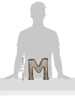 Monogram Free Standing Grey Letter Block - Length (9.2 in), Depth (2.2 in), Height (10.2 in), M 