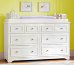 Mango Wood Norto Extra Wide Dresser & Topper Set with Topper Mattress Changing pad is Also Included -White 