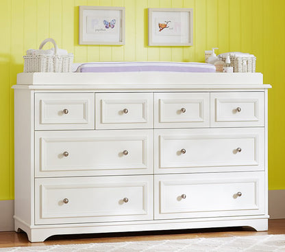 Mango Wood Norto Extra Wide Dresser & Topper Set with Topper Mattress Changing pad is Also Included -White