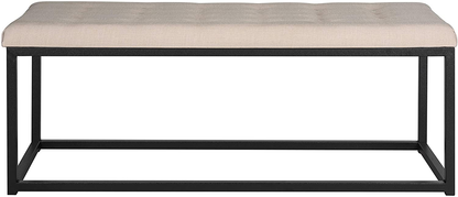 Modern Tufted Upholstered Velvet and Metal Bench Ottoman