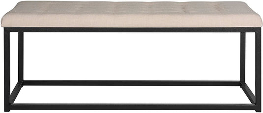 Translation missing: en.Modern Tufted Upholstered Velvet and Metal Bench Ottoman 