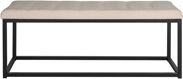 Translation missing: en.Modern Tufted Upholstered Velvet and Metal Bench Ottoman 