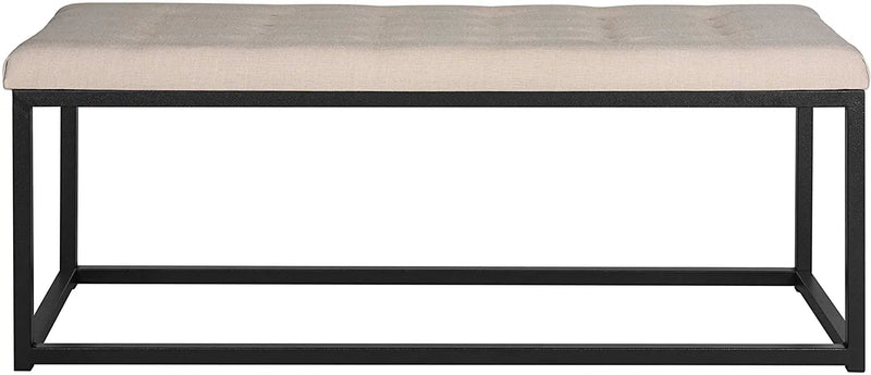 Modern Tufted Upholstered Velvet and Metal Bench Ottoman 