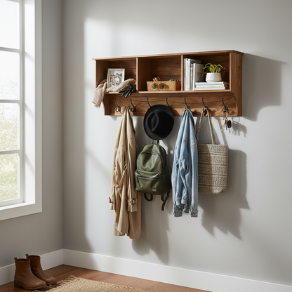 Plata Sheesham Wood Modern Storage solutions Cubby Shelf 