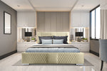 Velvet Upholstered King Size Bed with Hydraulic Storage 