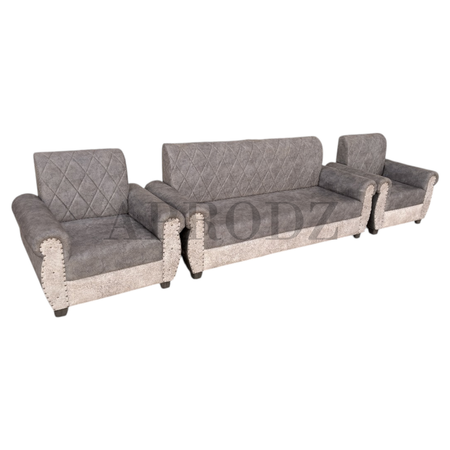 Sofa | Wood Frame Suede Fabric 40D Foam Cushion | Comfortable, Durable, Stylish & Modern for Living Room Furniture | Compact Design Lounge Seat Relaxation (Light Grey + Beige 3)