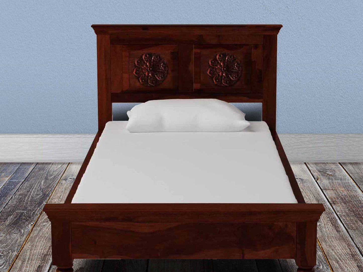 Sheesham Wood Without Storage Danik Single Size Bed for Bedroom Stylish | Honey Finish