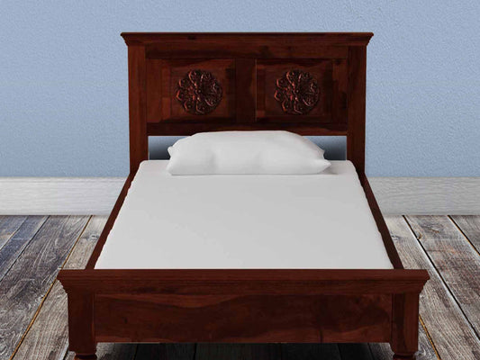 Sheesham Wood Without Storage Danik Single Size Bed for Bedroom Stylish | Honey Finish