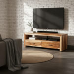 Sheesham Wood Helsinki TV Unit with 2 Door Storage Entertainment Unit Center Console TV Table for Living Room Furniture (Honey Finish) 