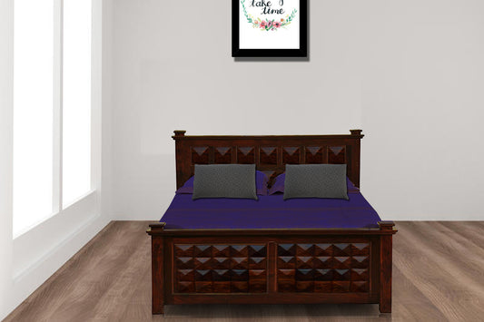 Sheesham Wood Kelsey Queen Size Bed for Bedroom | Walnut Brown Finish