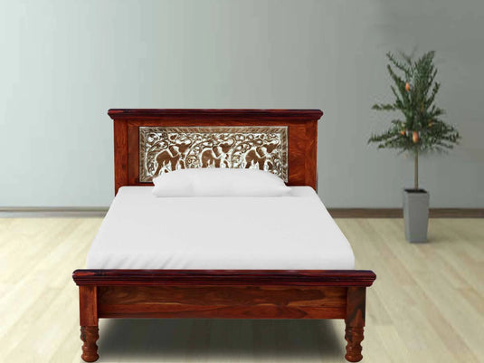 Translation missing: en.Sheesham Wood Without Storage Celia Single Size Bed for Bedroom Stylish | Natural Finish 