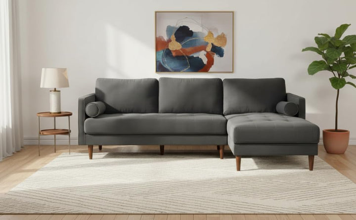 Translation missing: en.MidCen Wooden 3 Seater Sofa Set with High-Density Comfortable Foam for Home &amp; Living Room (Upholstered- Dark Green Velvet Fabric) 