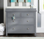 Mango Wood Norto Extra Wide Dresser & Topper Set with Topper Mattress Changing pad is Also Included- Grey Color 