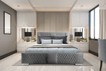 Velvet Upholstered King Size Bed with Hydraulic Storage 