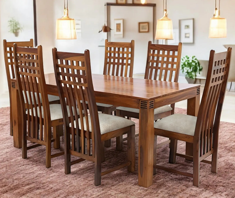 Sheesham Wood Avavia 6 Seater Dining Table Set for Home | Dining Furniture 