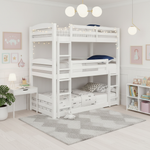 Ipsotu Mango Wood Bunk Bed Without Storage Single Bed Furniture for Bedroom Living Room Home (Mango - Brown) 