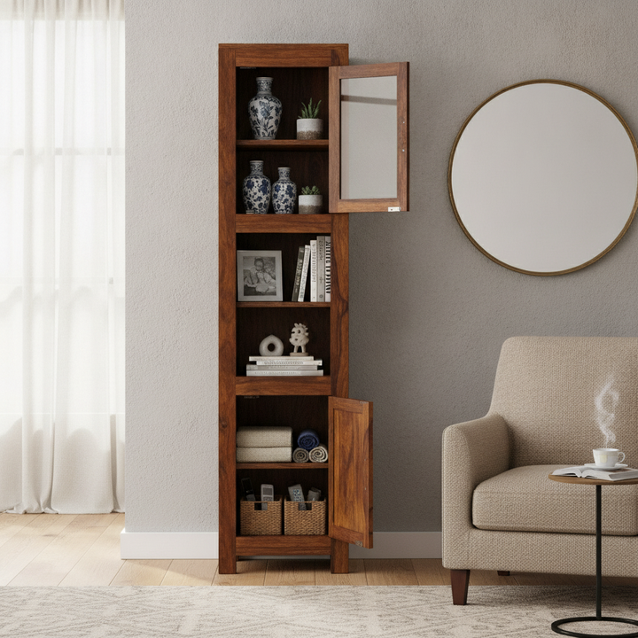 Translation missing: en.Sheesham Wood High Wooden Cabinet, Showcase, Cupboard, Sideboard, with Two Doors 