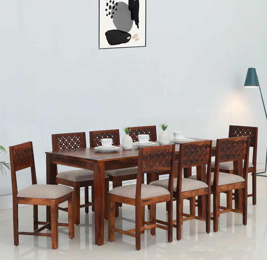 Sheesham Wood Durque 8 Seater Dining Table Set for Home | Dining Furniture Aprodz