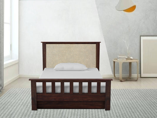 Sheesham Wood with Drawer Storage Fischer Single Size Bed for Bedroom Stylish | Dark Brown Finish