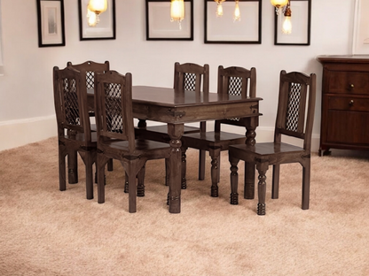 Sheesham Wood Reyk 6 Seater Dining Table Set for Home Dining Room Furniture