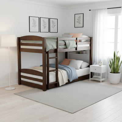 Ipsotu Mango Wood Bunk Bed Without Storage Single Bed Furniture for Bedroom Living Room
