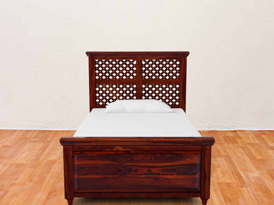Sheesham Wood Without Storage Rowao Single Size Bed for Bedroom Stylish | Mohogany Finish