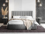 Fluted Velvet Upholstered Bed – Stylish Hydraulic Storage Bed for Comfortable Sleep & Elegant Bedroom Aesthetic 